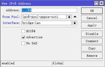 RouterOS PPPoE 拨号启用IPv6设置